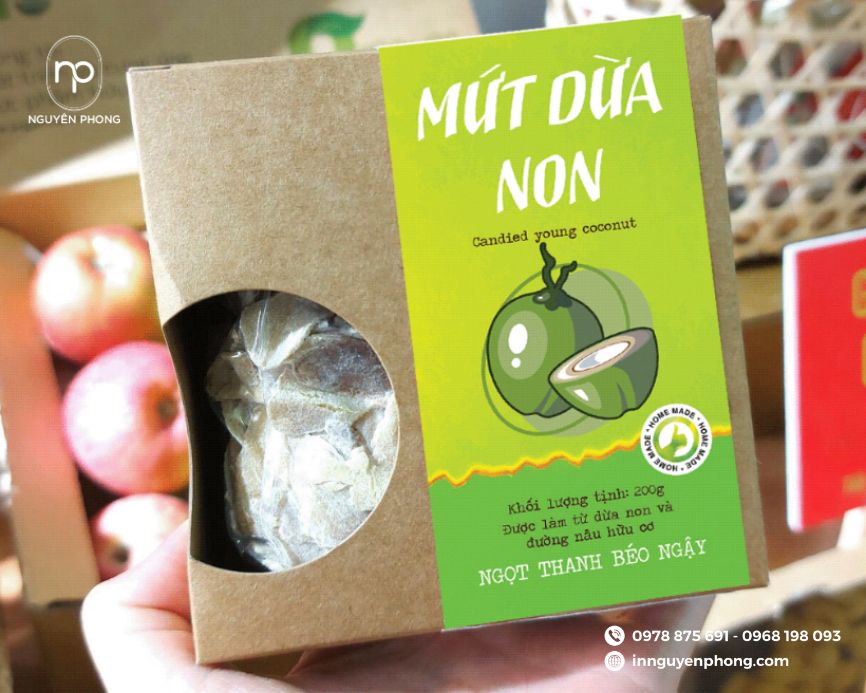 in tem mứt dừa non giá rẻ lấy ngay trong ngày
